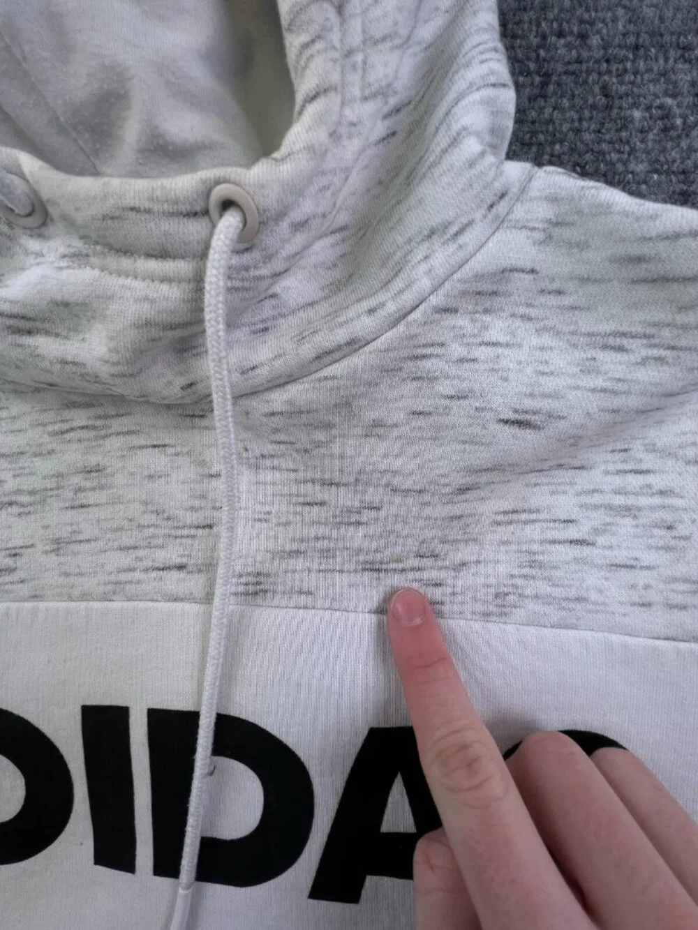 Adidas Pullover Hoodie Size Large White Heather Drawstring Long Sleeve Unisex